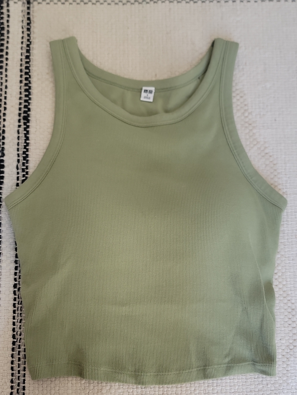 Uniqlo Olive Sage Ribbed Tank Bra Top S